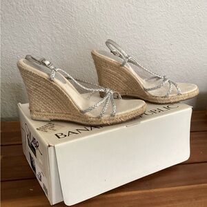 SOLD Banana Republic Tan Wedge Sandals with Ankle Strap